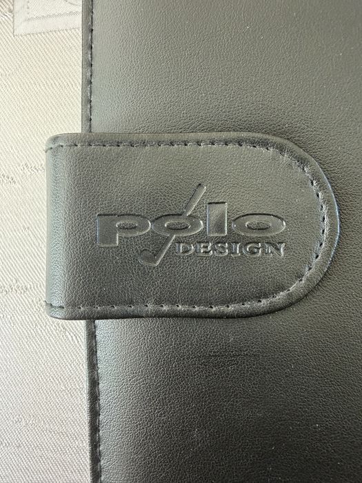 Skórzana aktówka A4 oryginalna marki Polo Design czarna teczka na dokumenty nieużywana