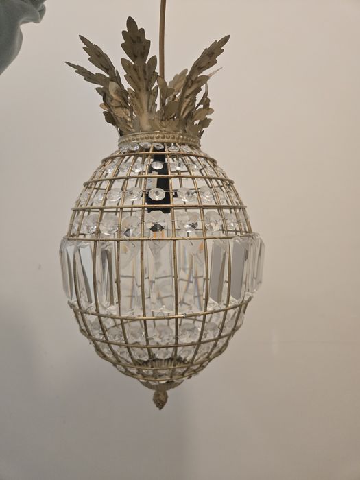 Lampa wisząca złota kryształ ananas żyrandol