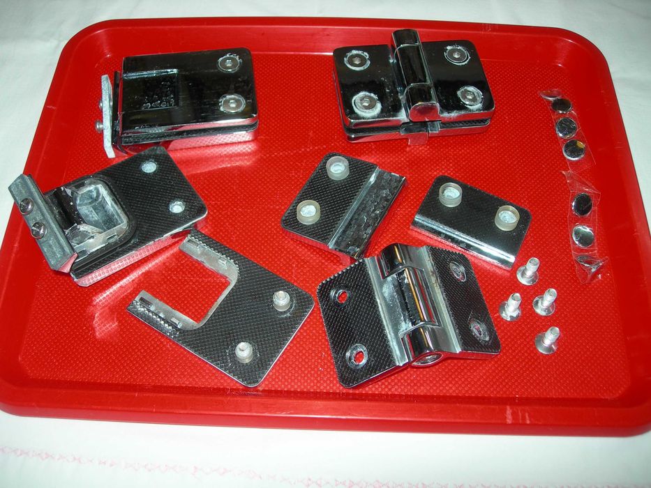 Dobradiças para vidros. Inox.