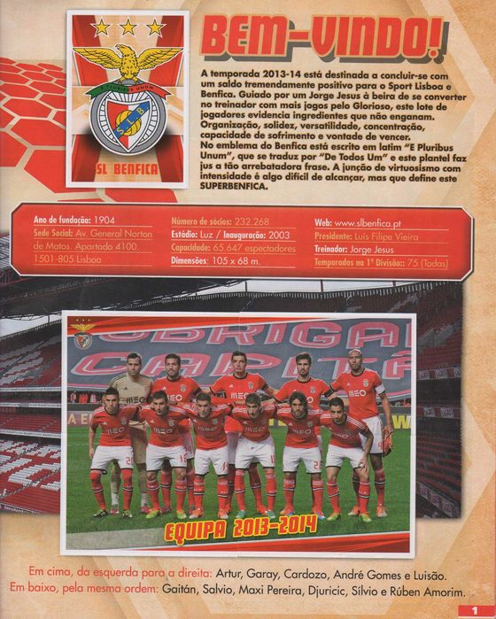 Caderneta S.L. Benfica és tu - Completa