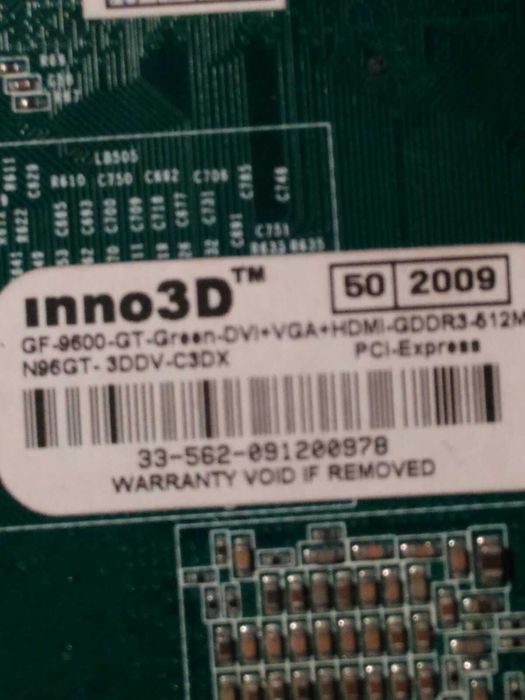 ВІДЕОКАРТА Pci-E GF 9600GT на 512 MB DDR3 с высокой БИТНОСТЬЮ Inno 3d