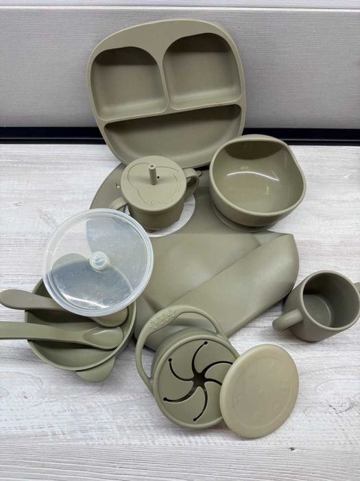 Набір дитячого силіконового ЕКО посуду на присосках, для прикорму