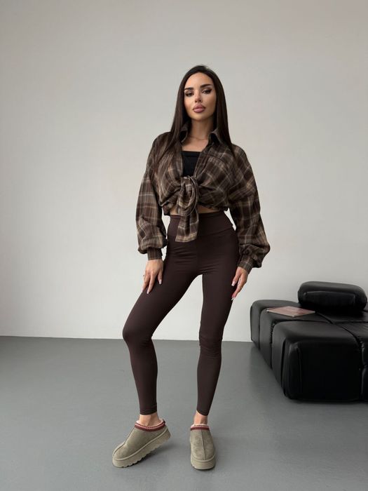 Сорочка у клітинку фланель шоколад