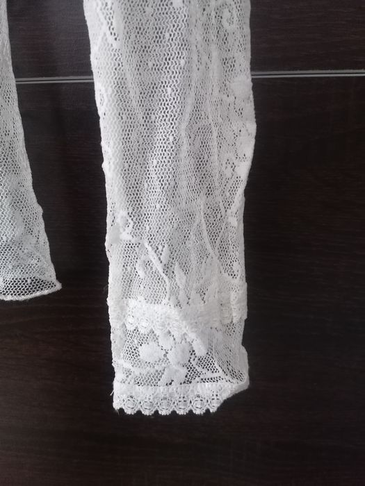 Bluzka koronkowa kremowa przeźroczysta S 36 boho