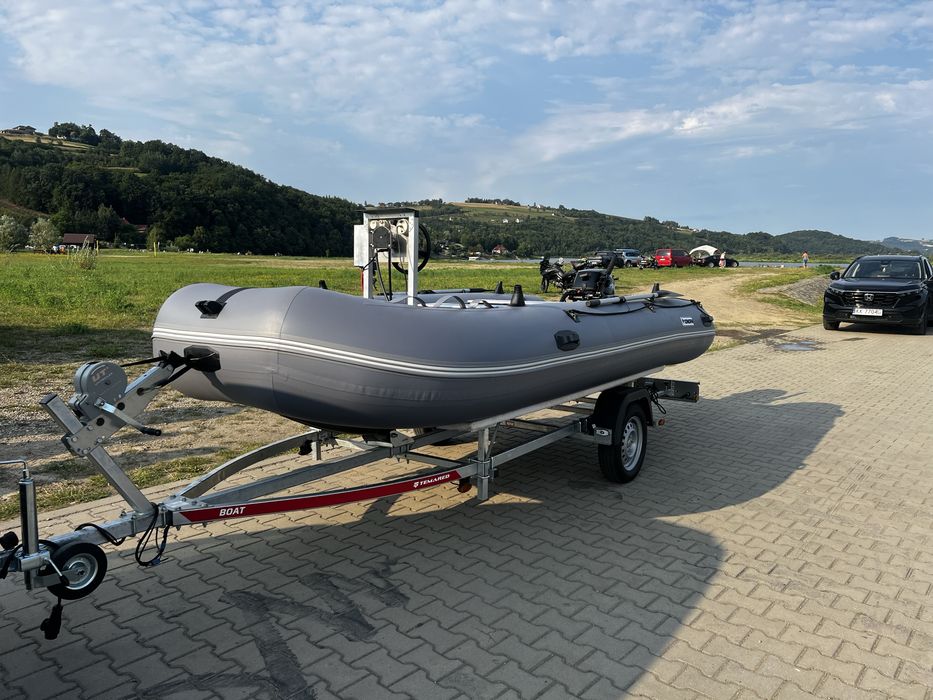 Nowy zestaw Łódź pneumatyczna Ponton 450D silnik 4T 25km przyczepka