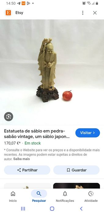 Estatueta de sábio chinês em pedra-sabão esculpida, deus asiático .