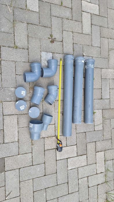 Rura kanalizacyjna wentylacyjna 75 mm rury kolanka, redukcje, zaślepki