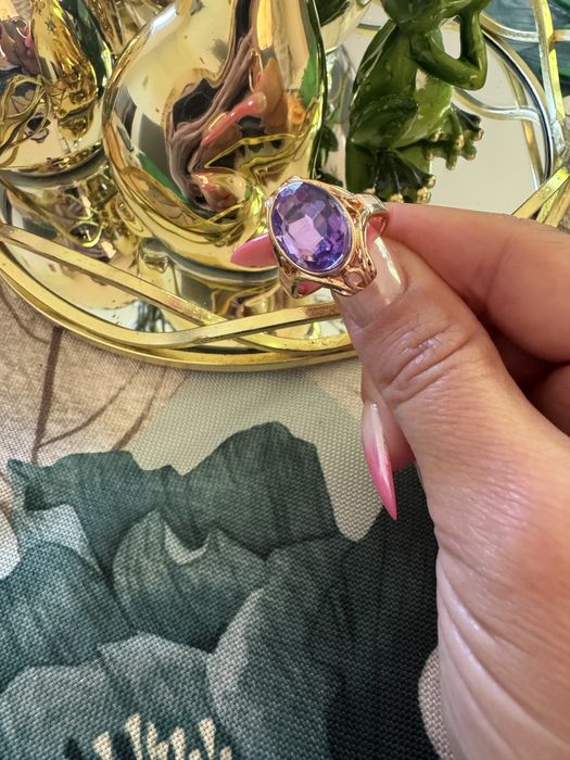 Pierścionek kamień fioletowy Premium