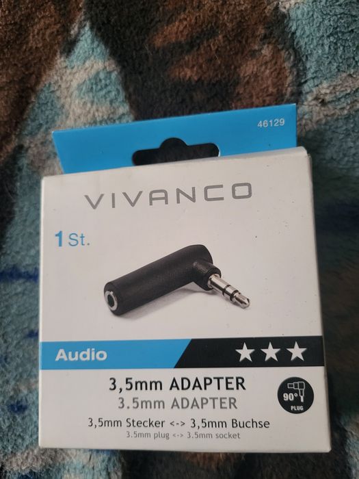 Adapter AUX wtyk jack 3,5, stereo gniazdo jack kątowy