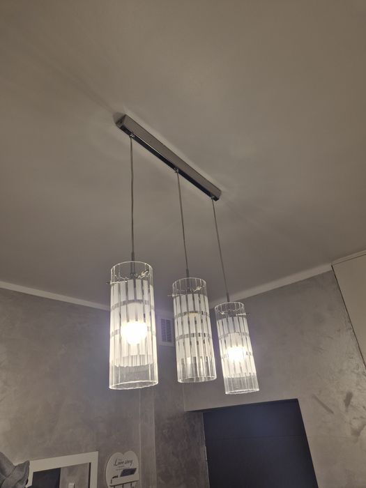 Potrójna lampa wisząca,tuba szklana