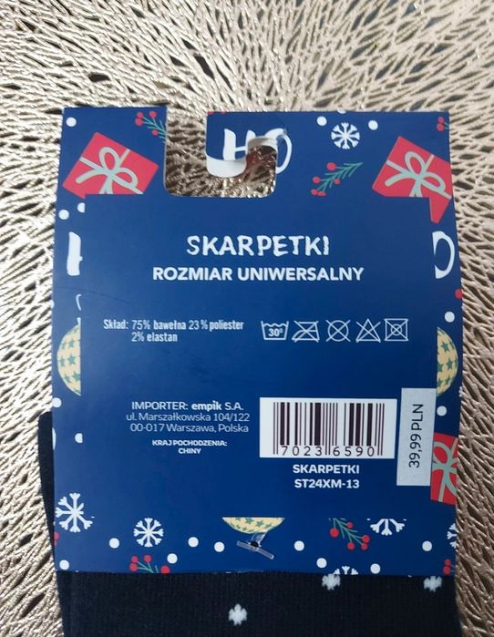 Skarpetki z Mikołajem bawełniane unisex rozmiar uniwersalny Empik