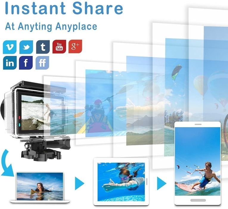 Câmara desportiva 4K WiFi 20 MP 40 M