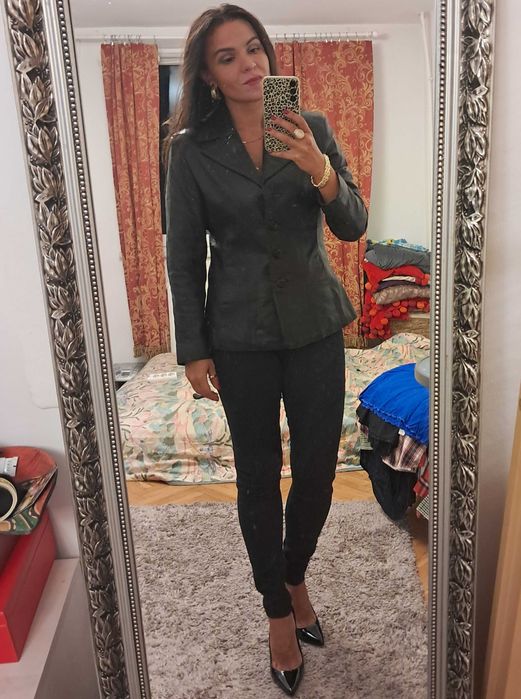 Czarna marynarka kurtka skórzana Wilsons Leather rozm. M