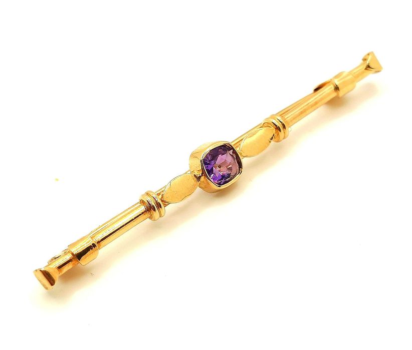Złota broszka z Ametystem PR.585 W:2,77gr InterSKLEP