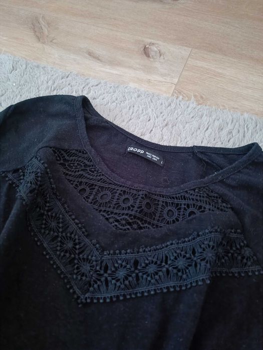 Longsleeve damski czarny bluzka z rękawem 3/4 r M/L