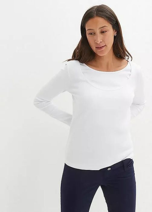 B.P.C 2-pak bluzek prążkowanych ciążowych i do karmienia 44/46.