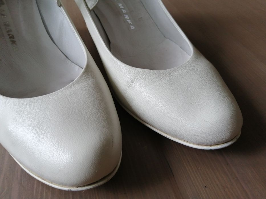 Buty białe, ślubne, LaMarka, skórzane