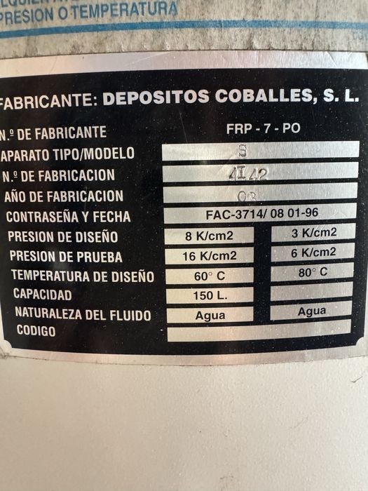 Depósito de água Coballes 150L - dupla câmara