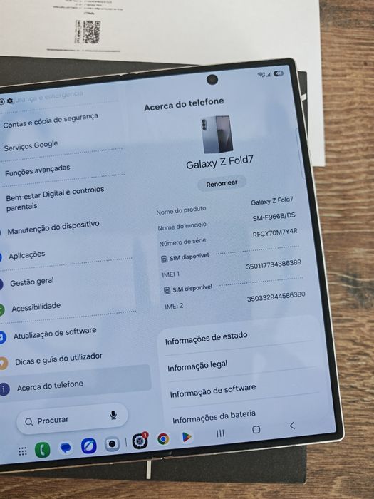 Samsung Z Fold 7 5G 6.5" 12GB/512GB Dual Sim Branco Seminovo C/Garantia Aceito Retomas