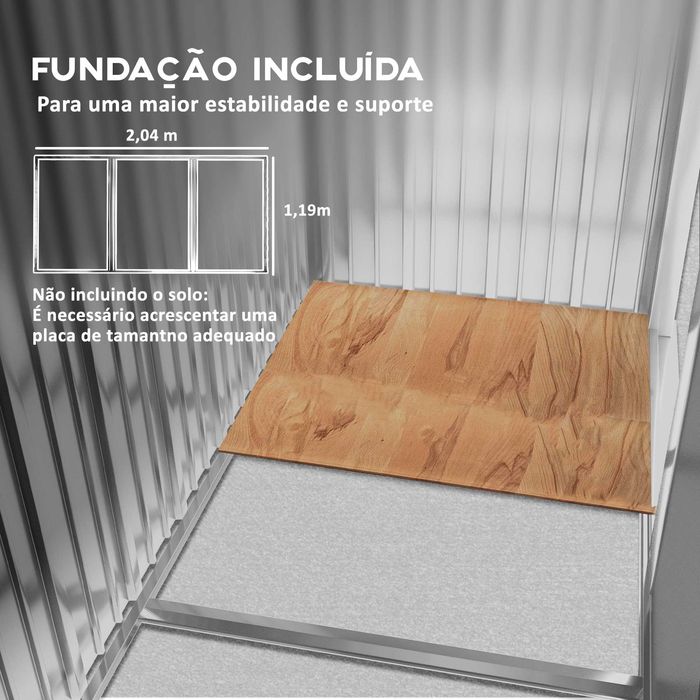 Abrigo de Jardim em Aço 213x130x185 cm – Porta Dupla e Ventilação