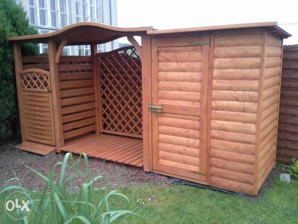 Zadaszenie na kosz 1 x 1,1m + drewutnia 2 x 1,1m z dach fala + domek