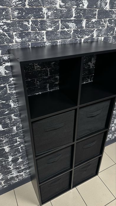 Стелаж на 8 поличок+тканеві кошики 6 шт