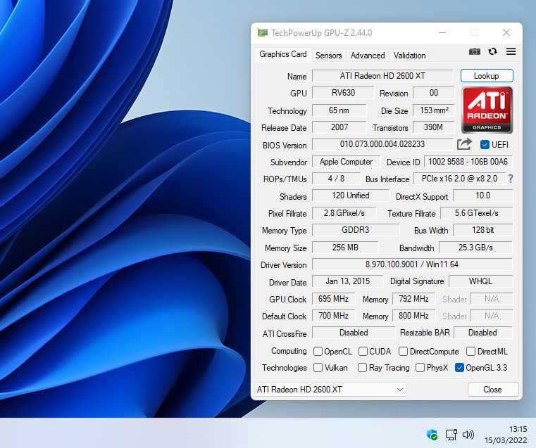 Apple ATI Radeon 2600 XT 256Mb PCIe 2.0 (ORIGINAL de Mac Pro)64585608669185124