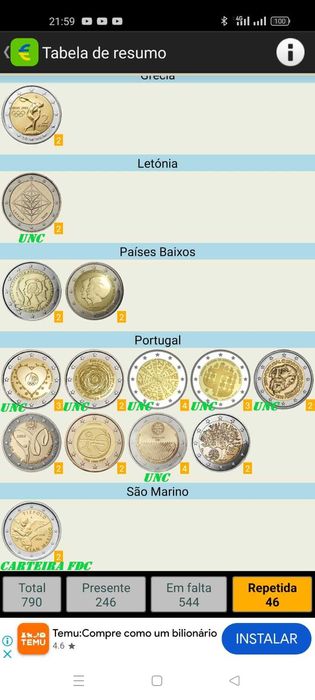 Moedas Comemorativas EUR 2,00 non-PT (estrangeiras)