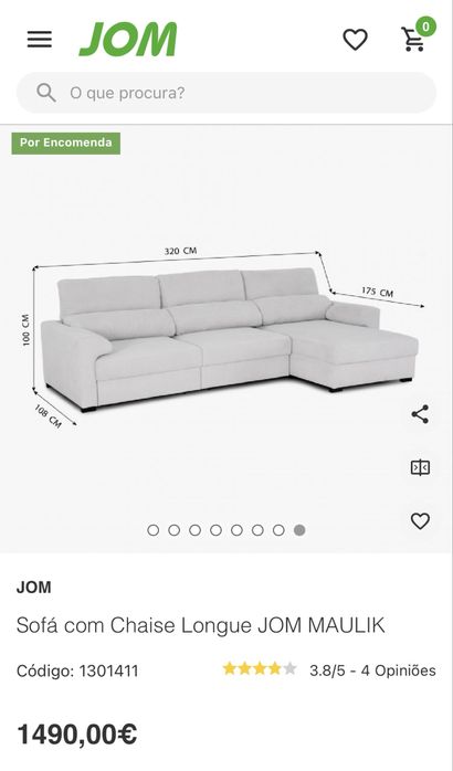 Sofá Chaise Long NOVO ainda com garantia