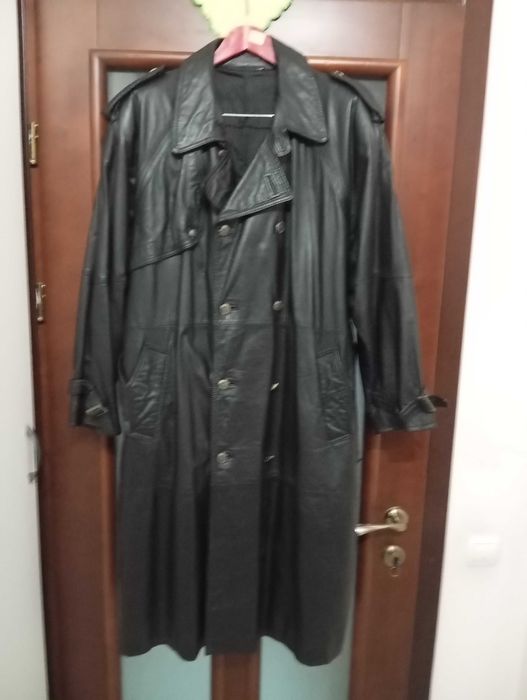 Плащ чоловічий довгий,теляча шкіра 5×5,розм.52,Euro Mod Studio Brisant
