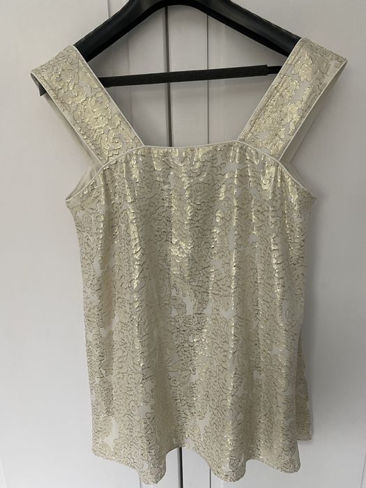 Massimo Dutti jedwabny top bluzka złota nitka silk seta 38 M 40