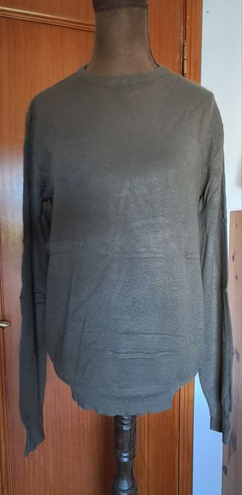 Camisola / Pullover Homem Verde Seco (Tam. S) – Malha Fina