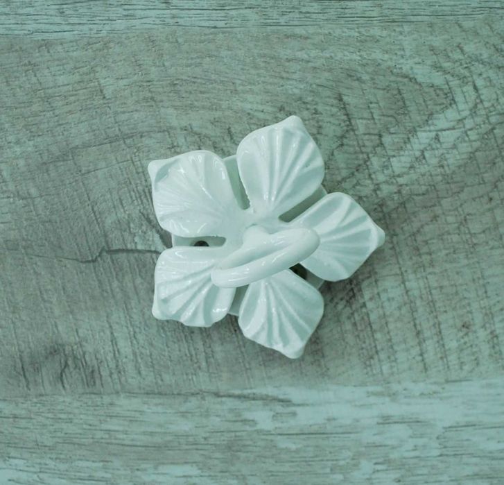 Wieszak Hak Uchwyt sufitowy kuty na doniczkę - Biały RAL 9002 (W52)