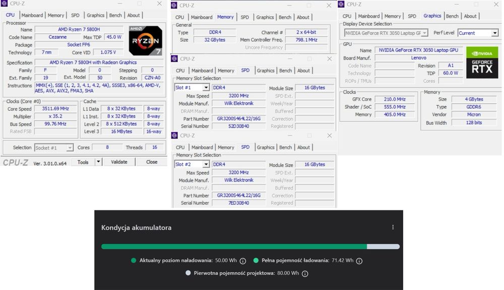 Lenovo Legion 5 Pro-16ACH6 Ryzen 7/32GB/512 RTX3050 165Hz