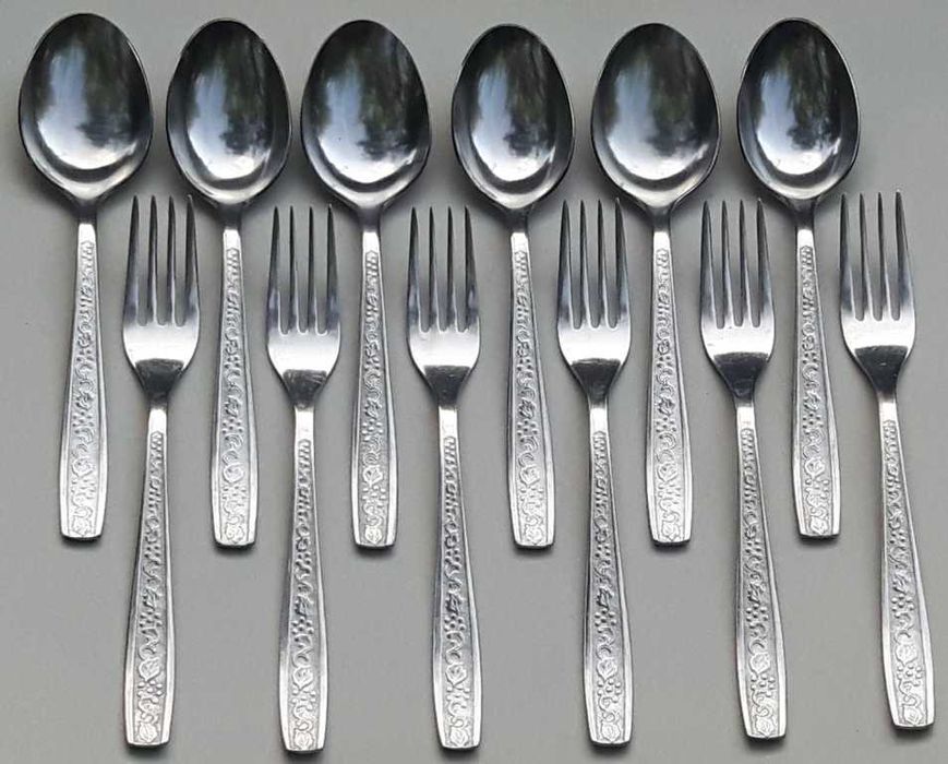 Набор ложка и вилка столовая по 6 штук нержавеющая сталь СССР /новый