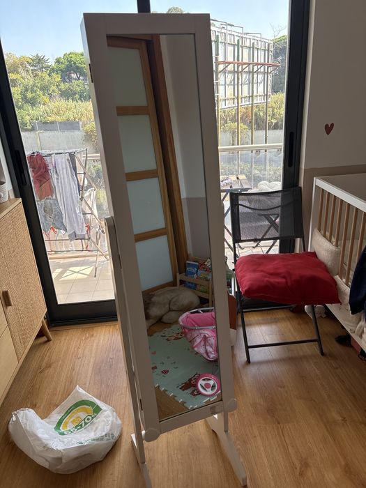 Toucador Espelho Branco do Gato Preto com compartimento para joias