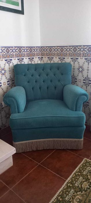 Sofás Vintage em veludo azul celeste