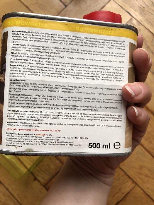 Srodek do czyszczenia i pielegnacji wosku osmo