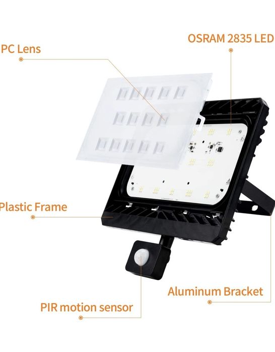 50 W Foco LED com sensor de movimento