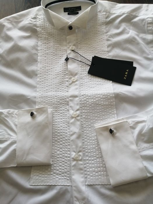 Koszula biała plisy XL Zara