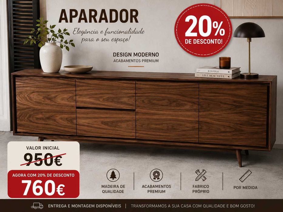 Aparador Nogueira Novo Promoção