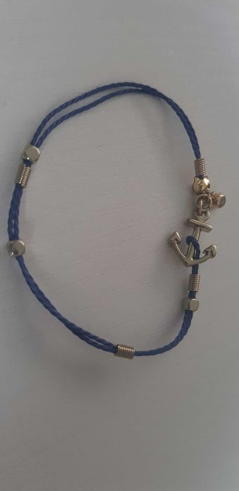 bransoletka sznurek kotwica granatowa kolor kotwicy złoty