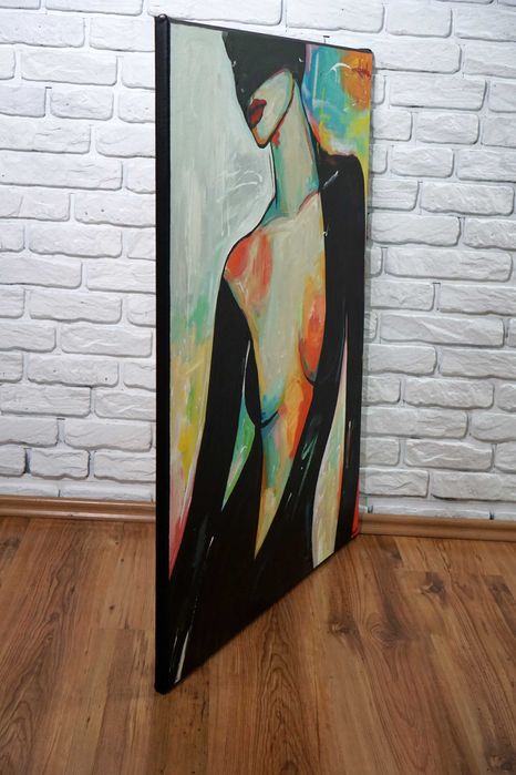 Duży obraz olejny 80x100 Akt oryginalny pojedynczy z certyfikatem