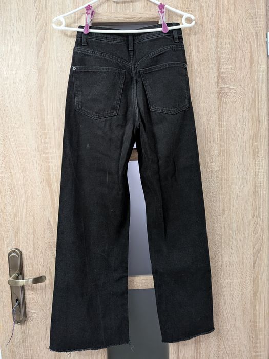 Jeansy czarne wide leg high waist