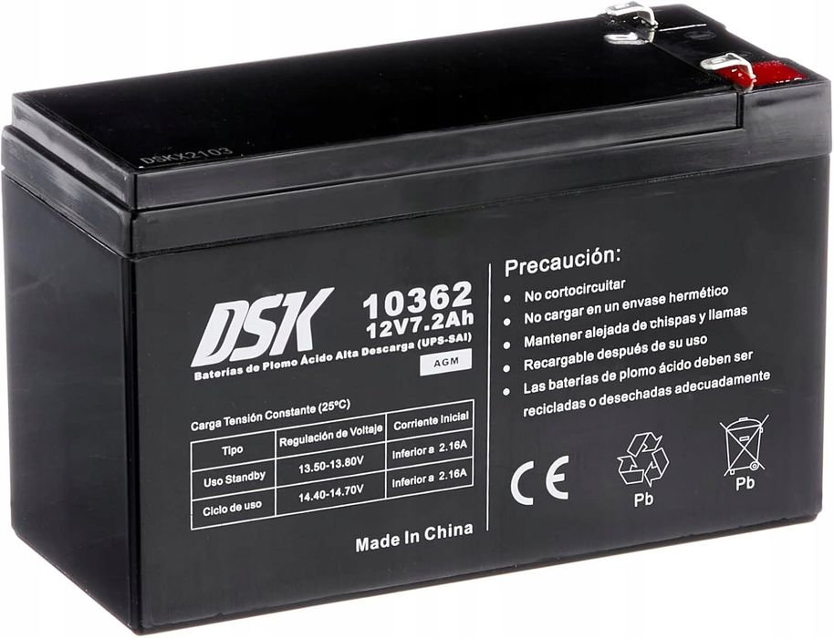 dsk 10362 akumulator ołowiowy agm 12v 7.2ah do ups alarm zasilanie