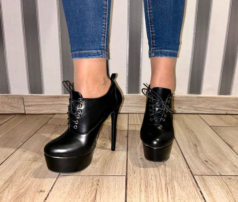 127/ Sexy botki 47 szpilki Trans Cross wysoka jakość czółenka 35-50 EU