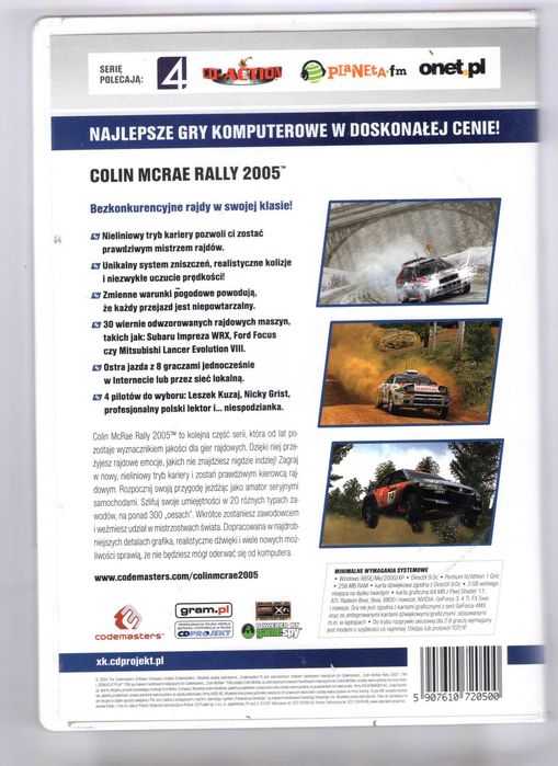 Colin McRae Rally 2005 Exstra Klasyka (PC) Gra komputerowa Wyścigi Rajdy Symulator CD Projekt