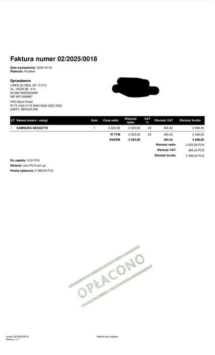Smart TV Samsung uszkodzony QE55Q77DATXXH