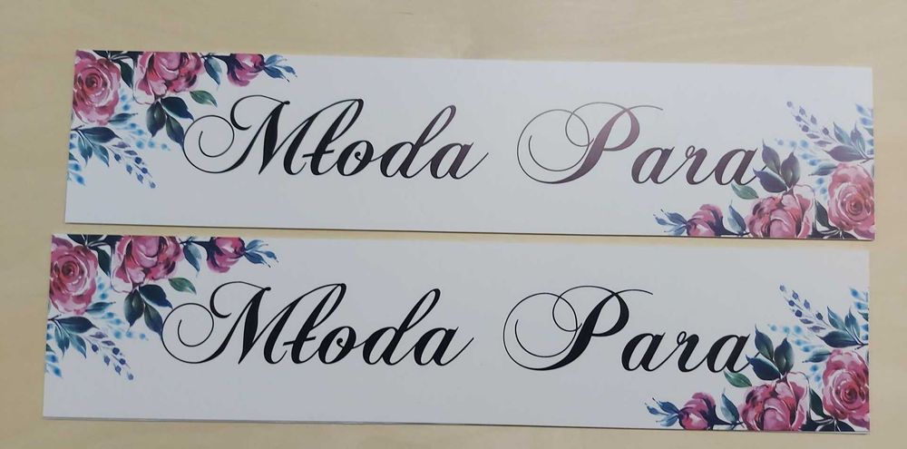 Tablice do auta Młoda Para różowe kwiaty róże PCV 2 wodoodporne 2 szt