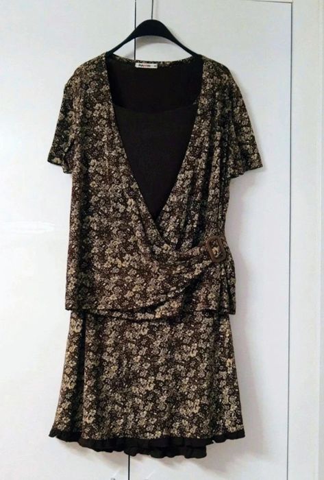 Komplet damski w odcieniach brązu wiskoza - 4XL/48
